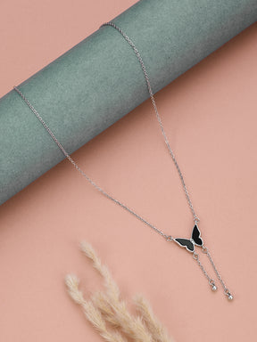 Silver Plated Black Butterfly Chain  for women & girls