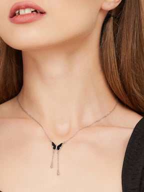 Silver Plated Black Butterfly Chain  for women & girls