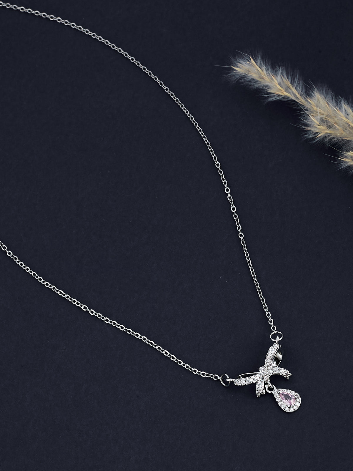 Silver Plated Chain Crystal Pendant for women & girls