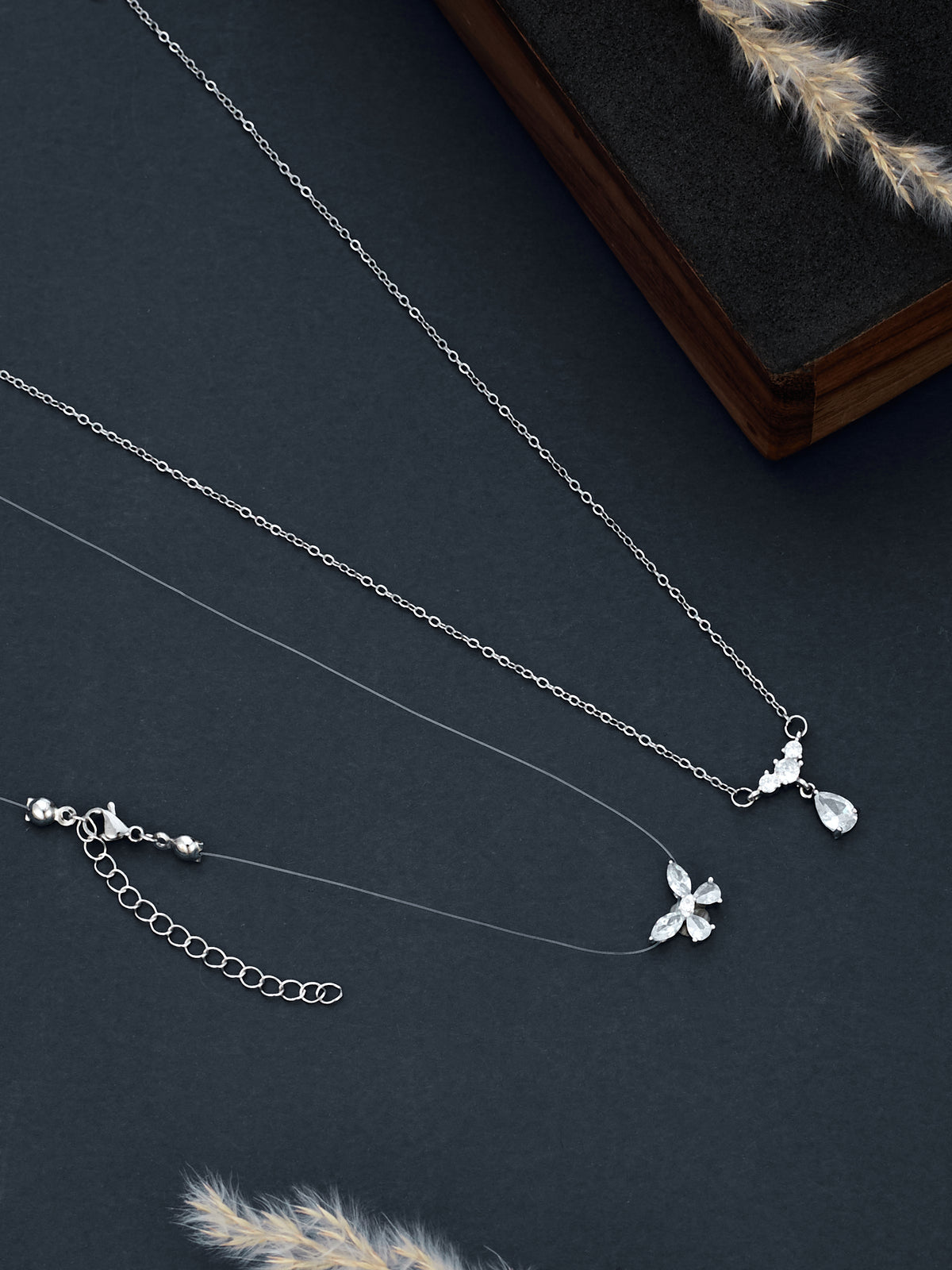 Lightweight Silver Plated Chain with Pendants for women & girls