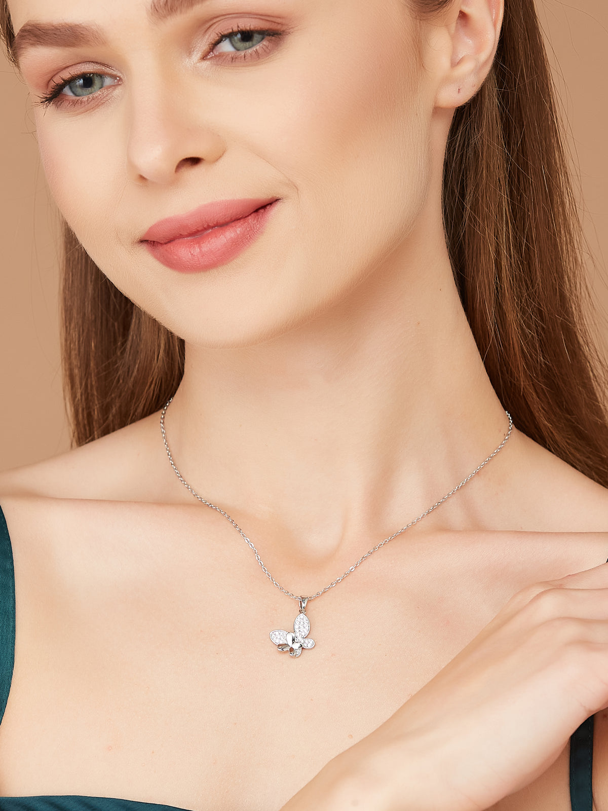 Stylish Silver Plated Chain with Butterfly Pendant for women & girls