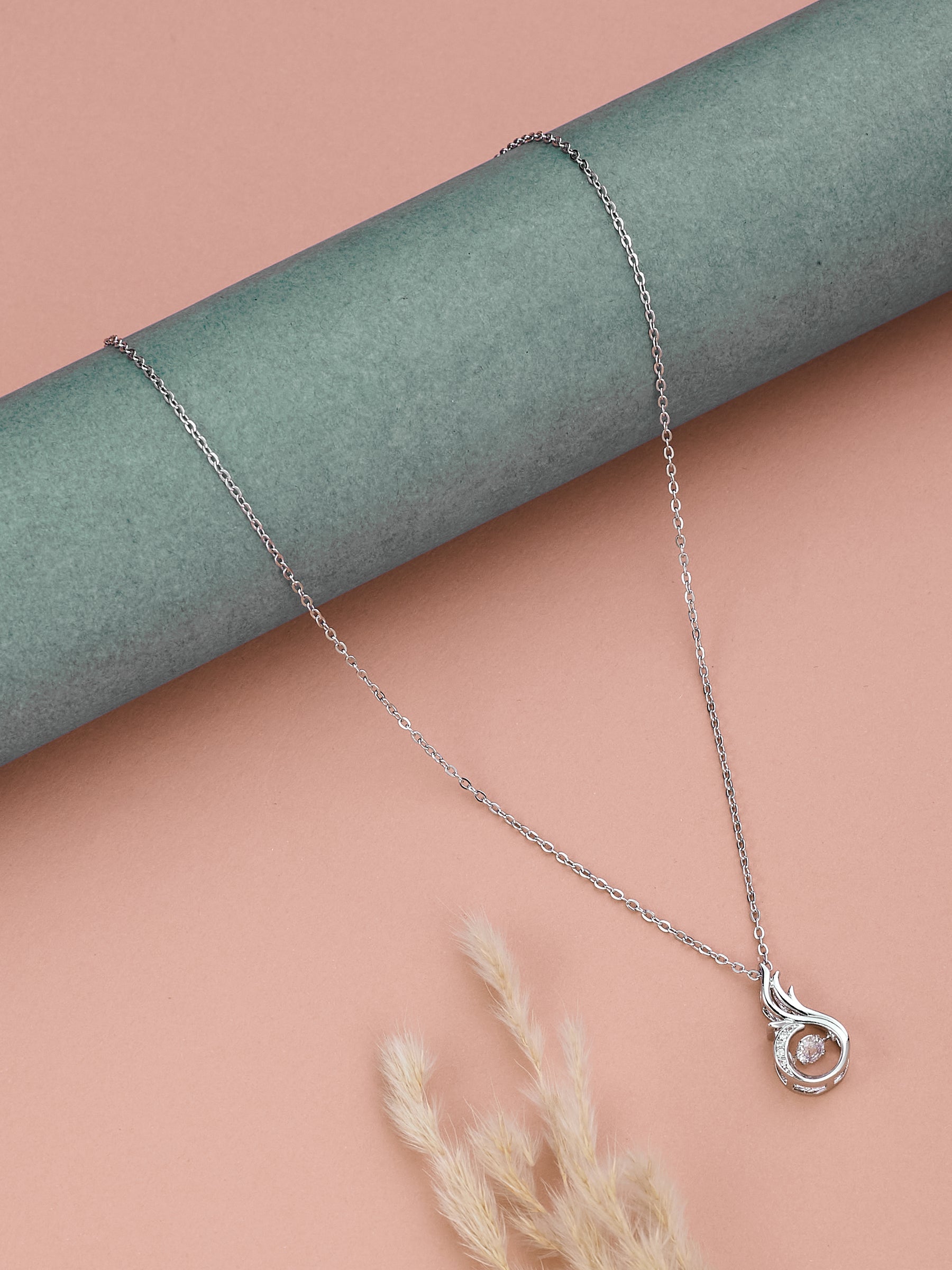 Trendy Silver Plated Chain With Pendants For Women Girls