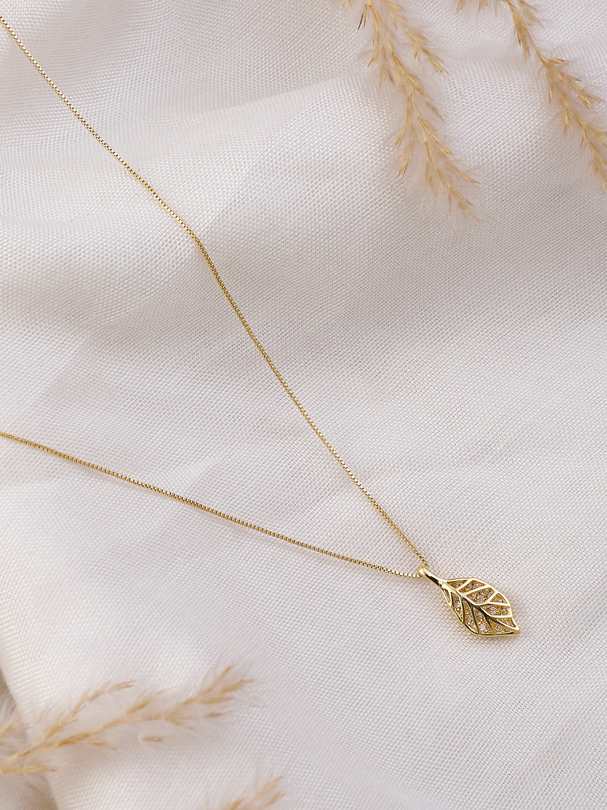Gold-Plated Chain with Leave Design Pendant for women & girls