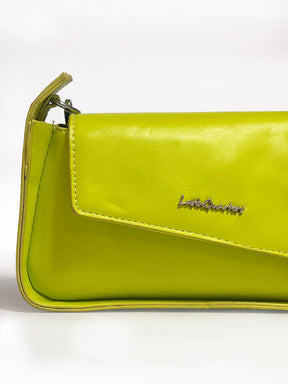Latin Quarters Women's Neon Green Baguette Bag with Chunky Chain Detail