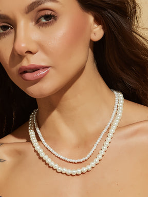 Women Double Pearl Necklace