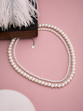 Women Double Pearl Necklace