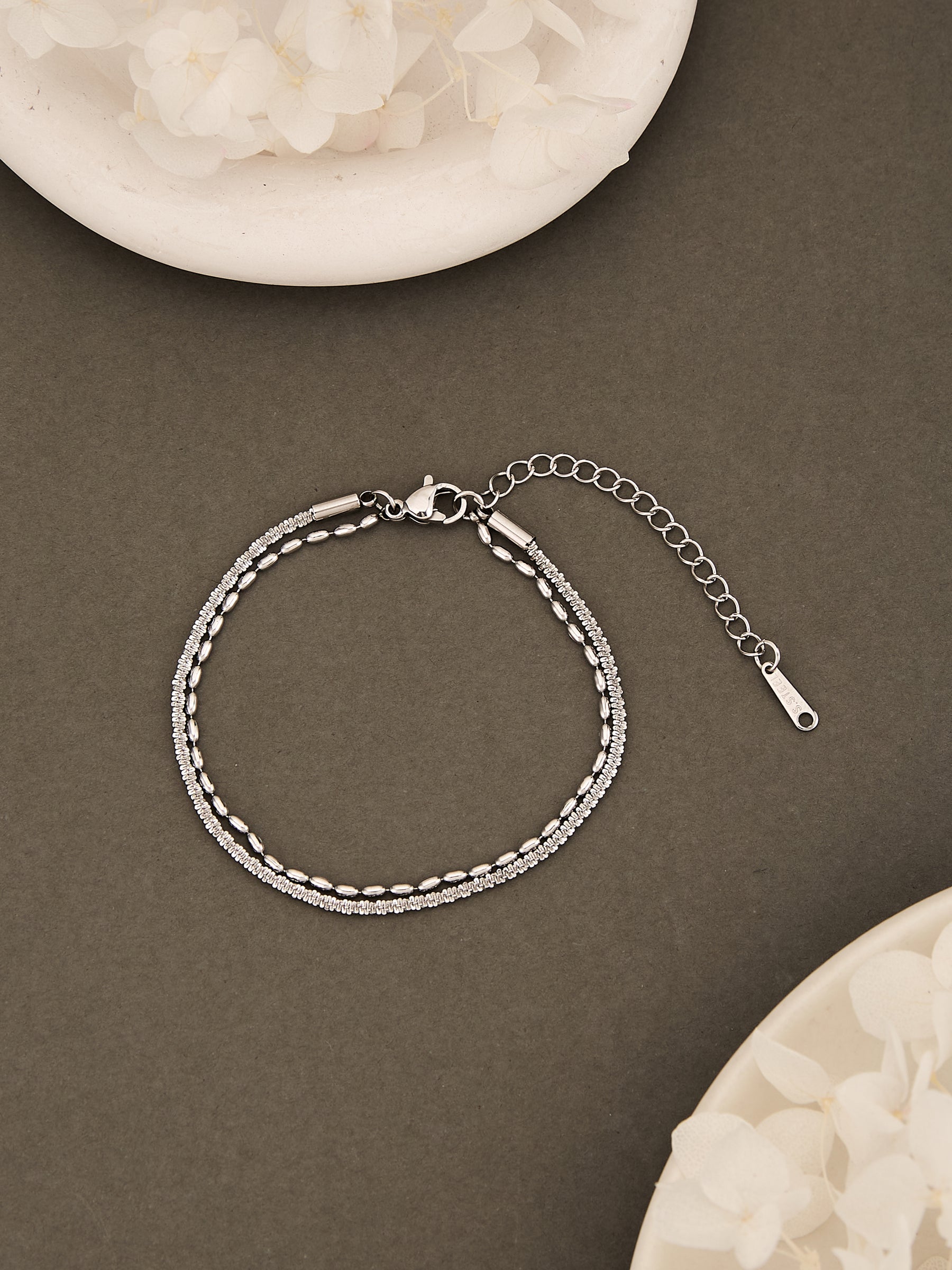 Latin Quarters Women's Silver Layered Chain Bracelet