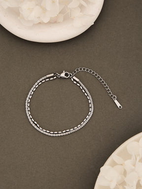 Latin Quarters Women's Silver Layered Chain Bracelet