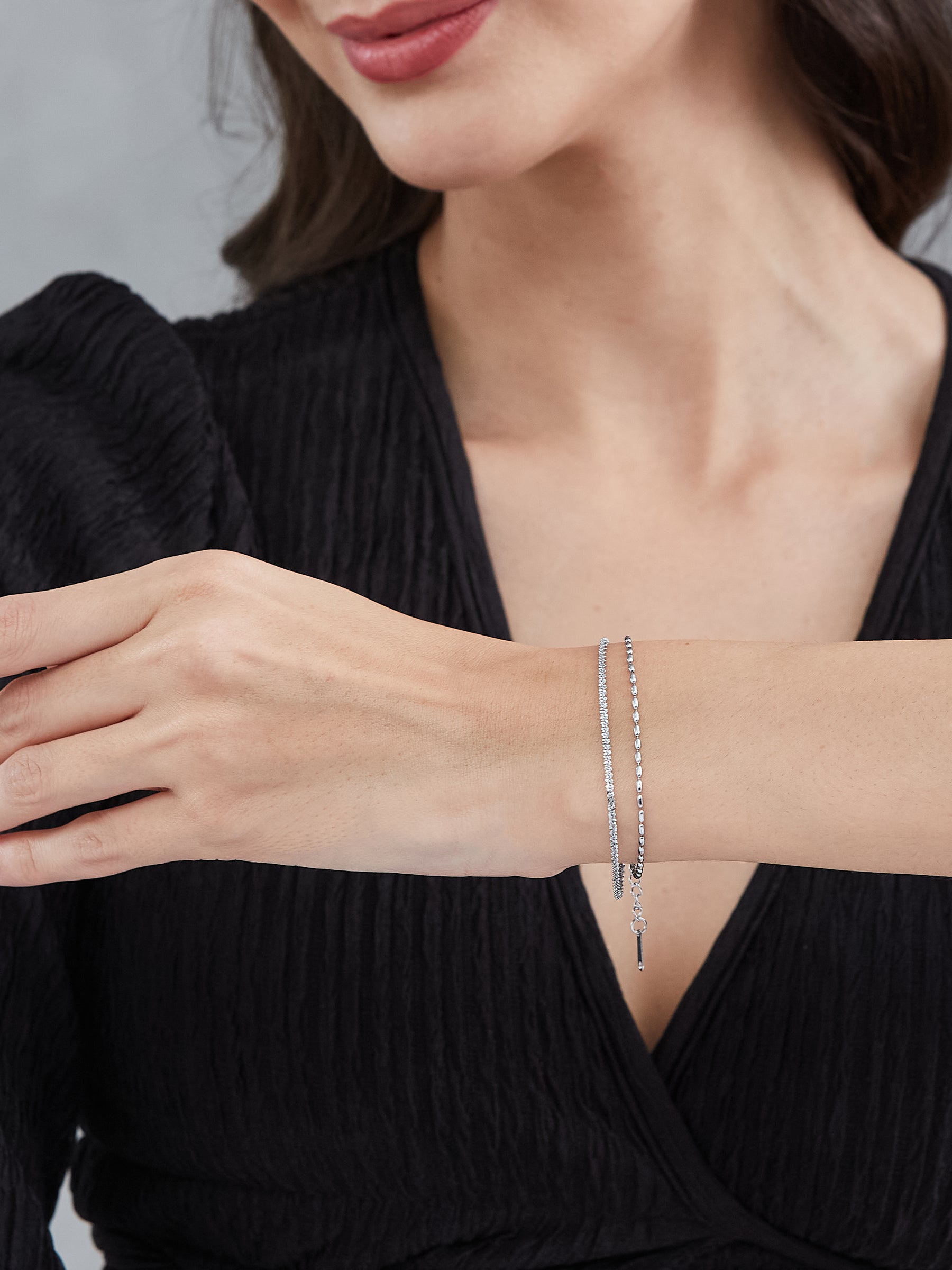 Latin Quarters Women's Silver Layered Chain Bracelet