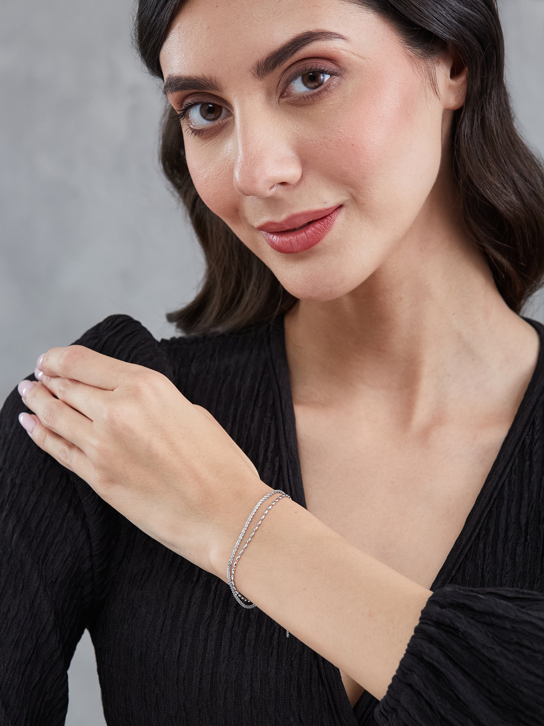 Latin Quarters Women's Silver Layered Chain Bracelet