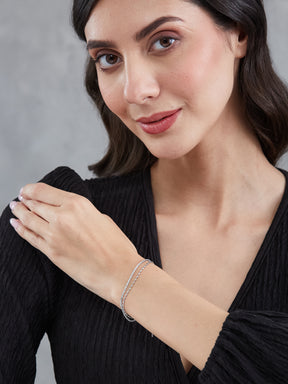 Latin Quarters Women's Silver Layered Chain Bracelet