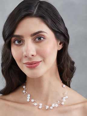 Latin Quarters Women's Multi-Strand Floating Pearl Choker Necklace