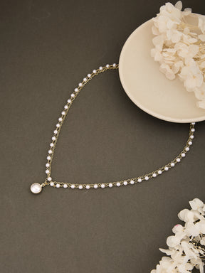 Latin Quarters Women's Layered Gold Toned Pearl Choker Necklace