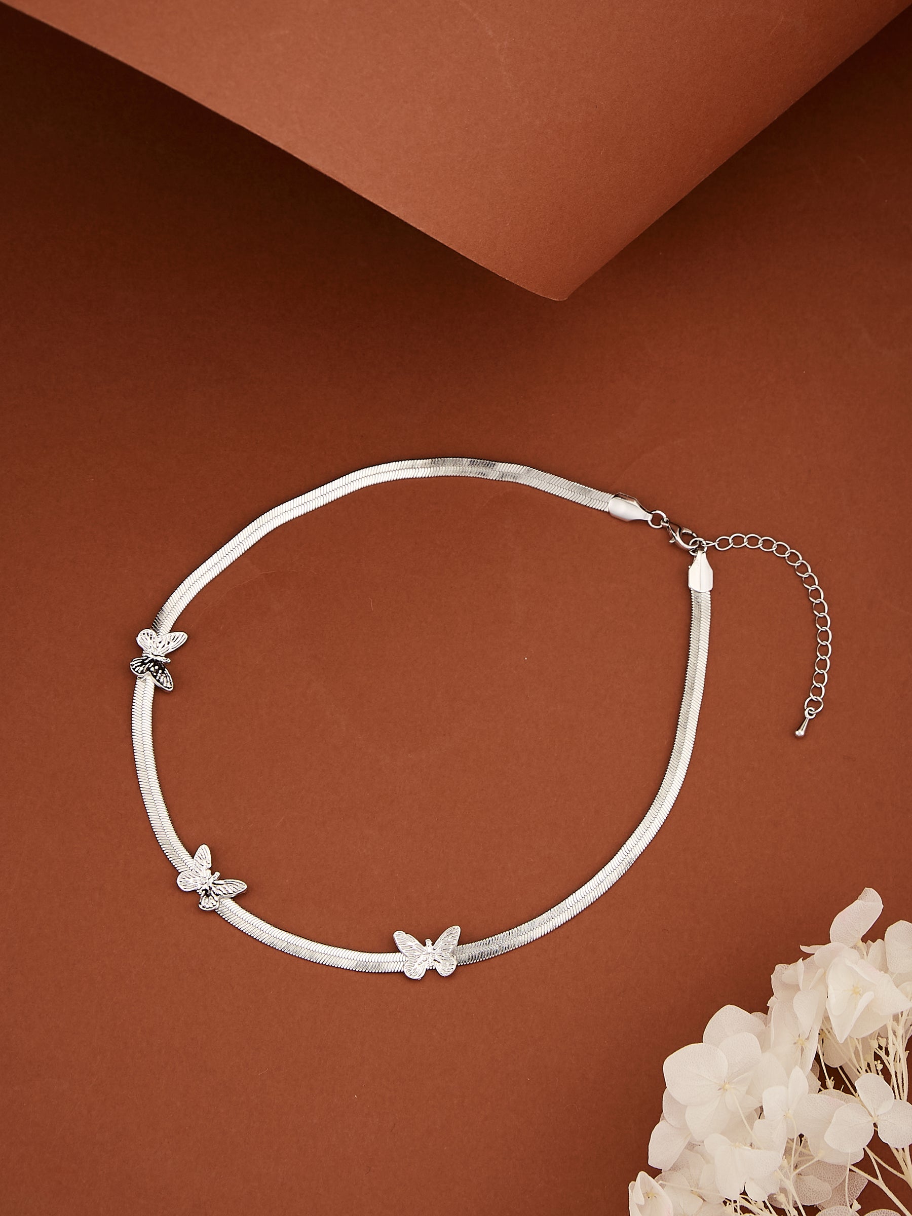 Latin Quarters Women's Silver Butterfly Choker Necklace