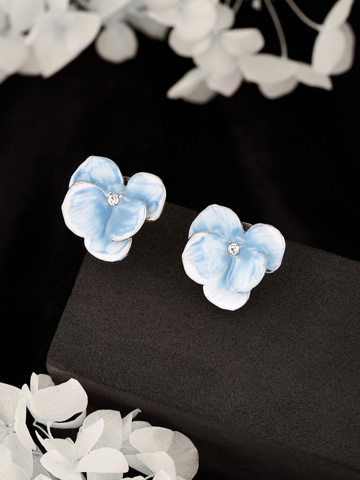 Latin Quarters Women's Enamel Flower Stud Earrings