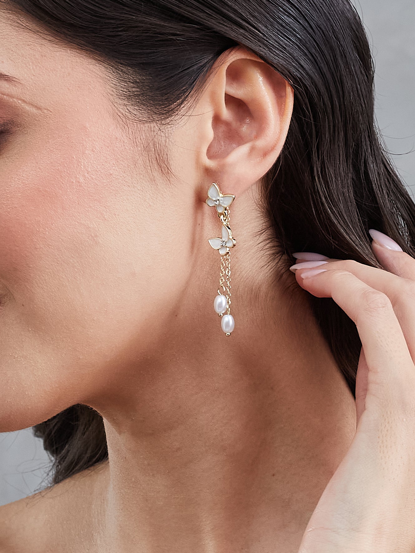 Latin Quarters Women's Butterfly & Faux Pearl Gold-Toned Dangler Earrings