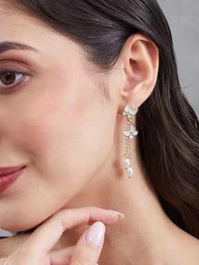 Latin Quarters Women's Butterfly & Faux Pearl Gold-Toned Dangler Earrings