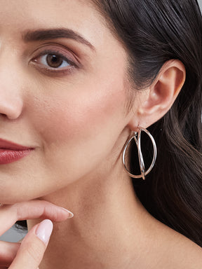 Latin Quarters Women's Silver Toned Interlocked Hoop Earrings
