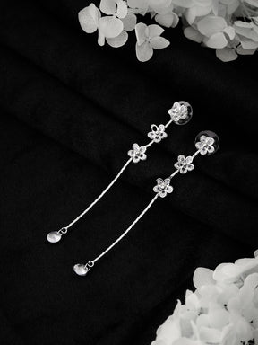 Latin Quarters Women's Floral Dangler Earrings with Long Chain