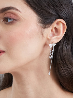 Latin Quarters Women's Butterfly Chain & Faux Pearl Dangler Earrings