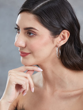 Latin Quarters Women's Triple Layered Silver Toned Hoop Earrings