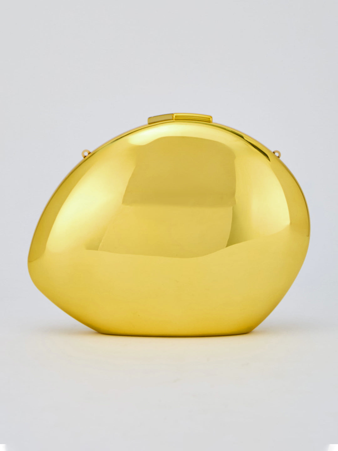 Latin Quarters Women's Golden Sculptural Case Clutch with Chain Strap