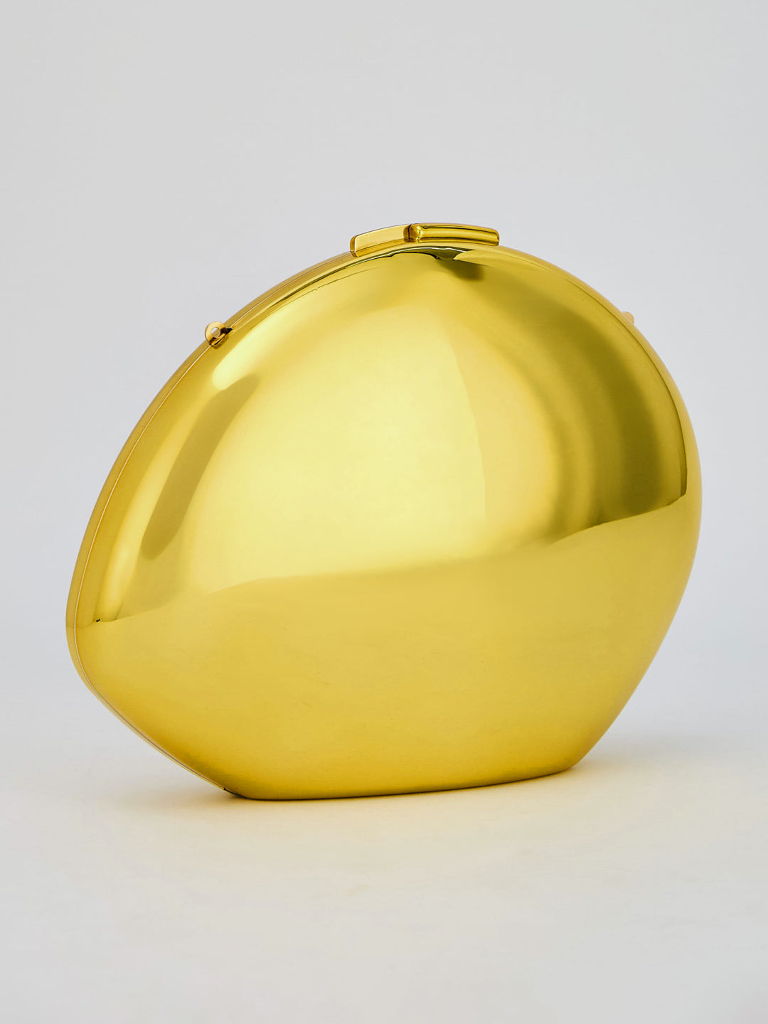 Latin Quarters Women's Golden Sculptural Case Clutch with Chain Strap