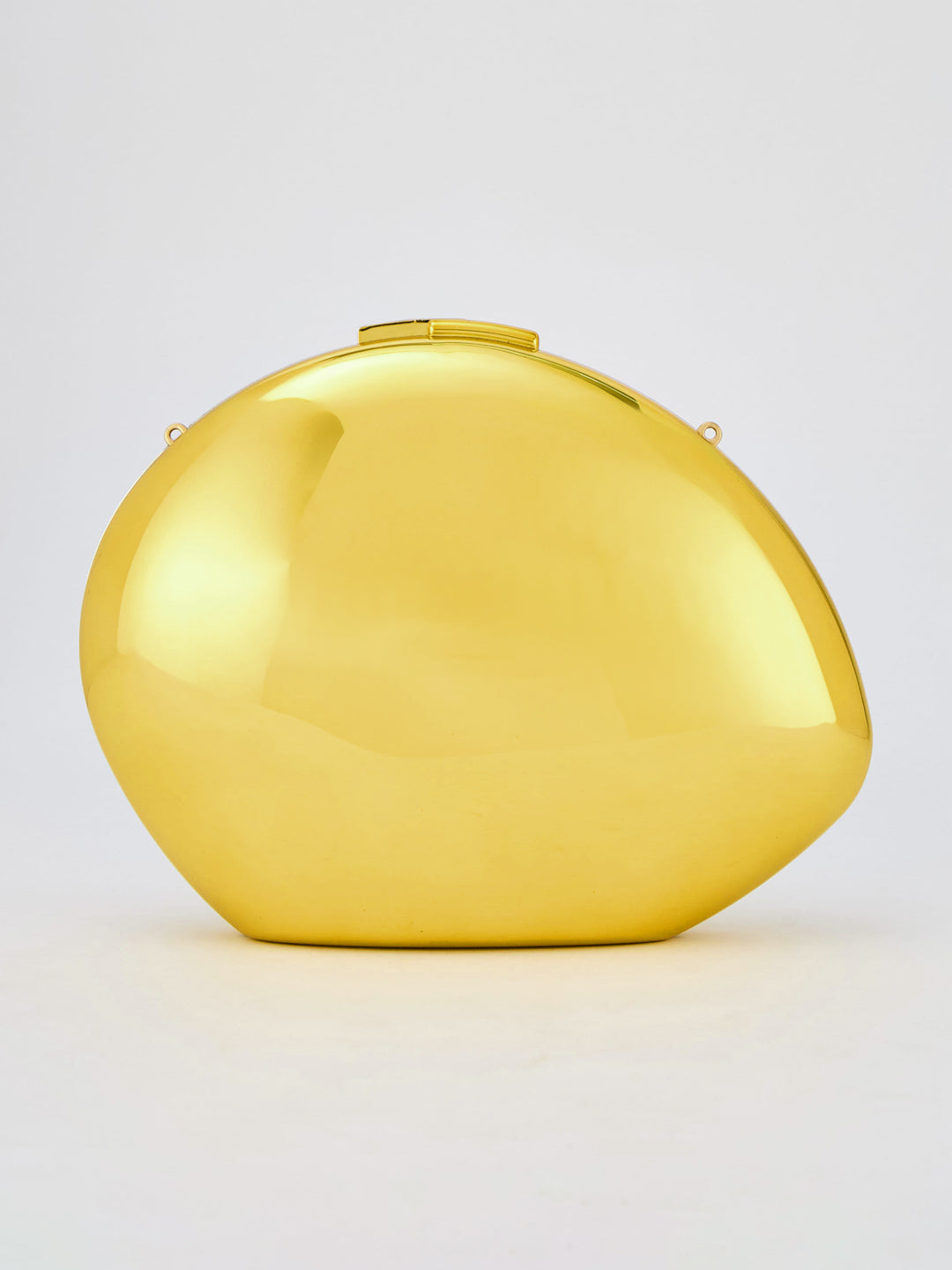 Latin Quarters Women's Golden Sculptural Case Clutch with Chain Strap