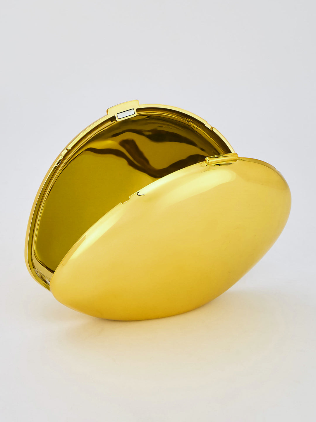 Latin Quarters Women's Golden Sculptural Case Clutch with Chain Strap