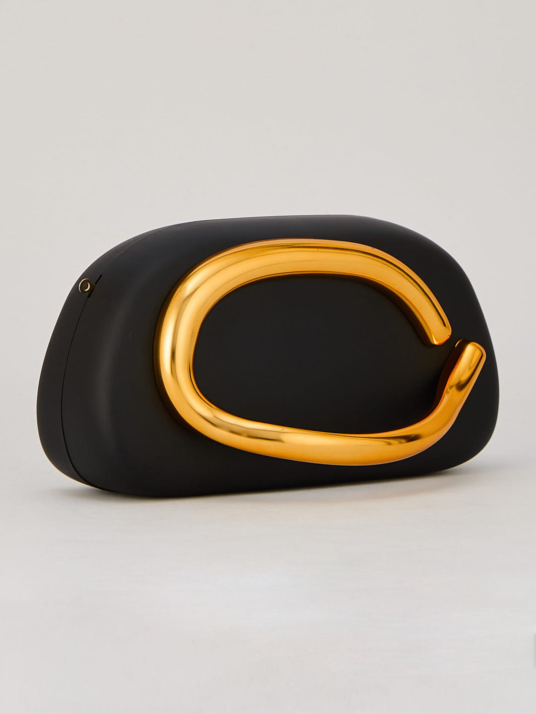 Latin Quarters Women's Black Statement Curved Clutch with Chain Strap