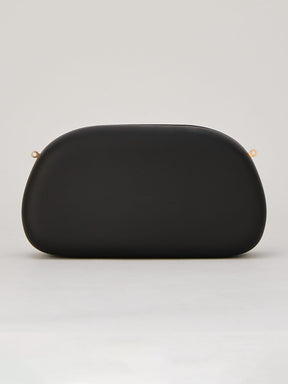 Latin Quarters Women's Black Statement Curved Clutch with Chain Strap