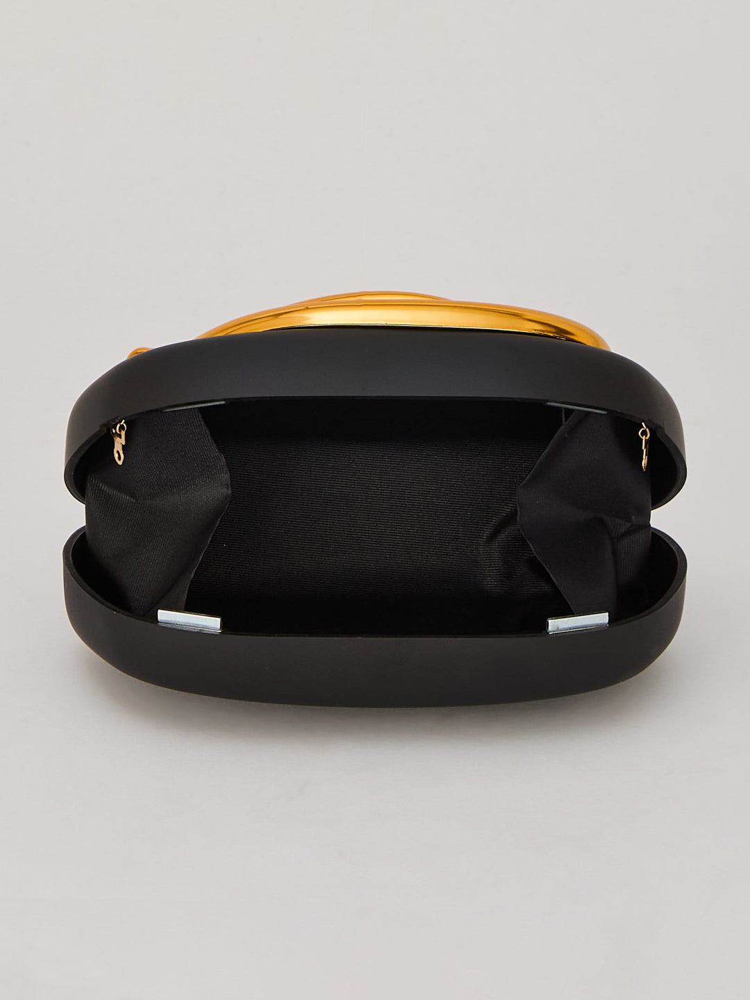 Latin Quarters Women's Black Statement Curved Clutch with Chain Strap