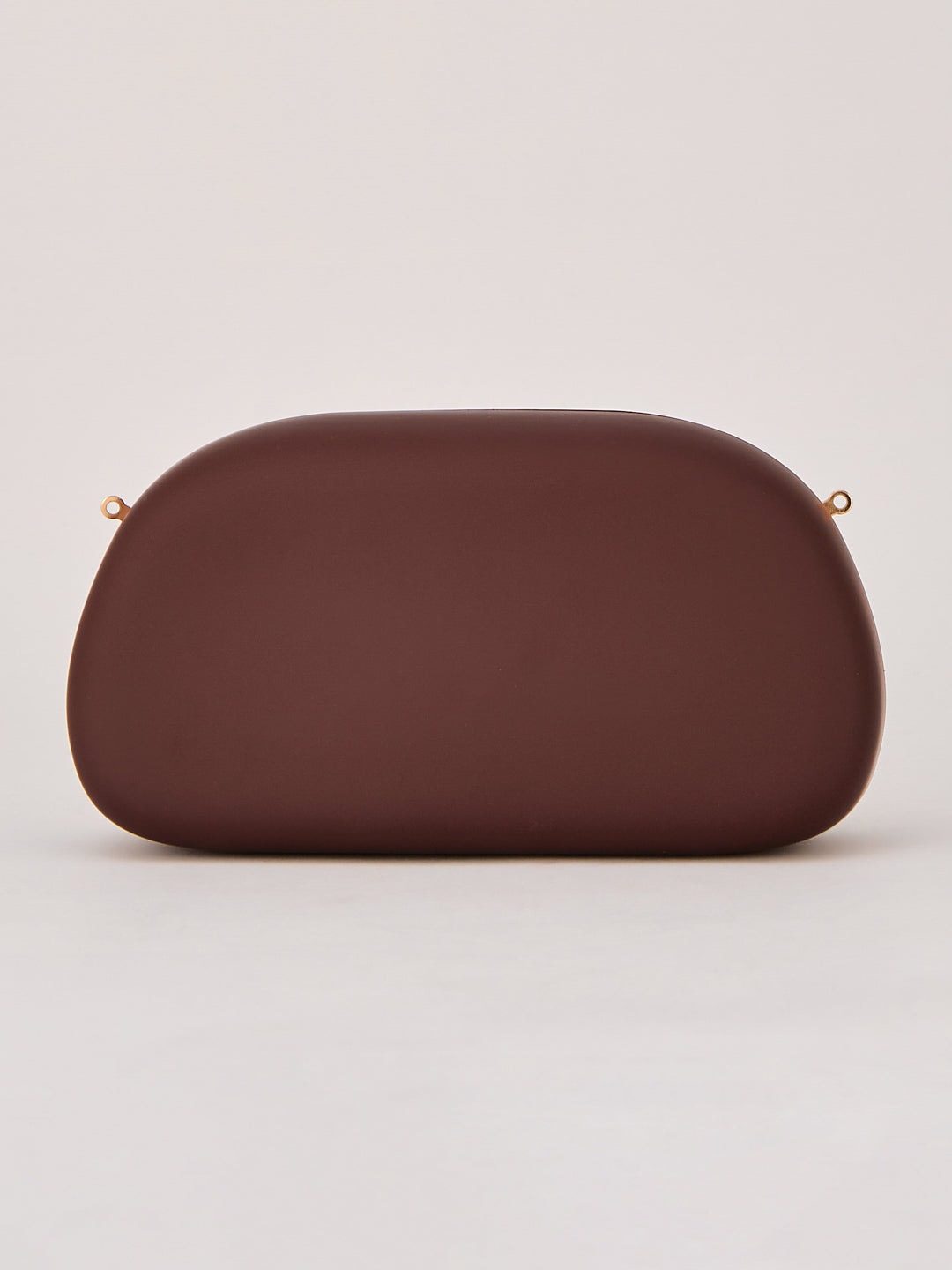 Latin Quarters Women's Coffee Brown Statement Curved Clutch with Chain Strap