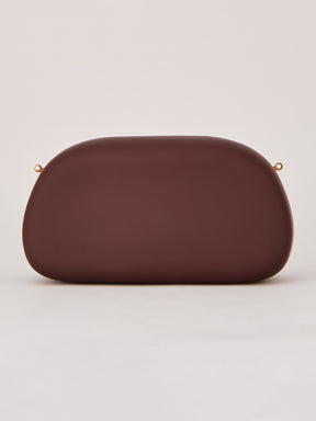 Latin Quarters Women's Coffee Brown Statement Curved Clutch with Chain Strap