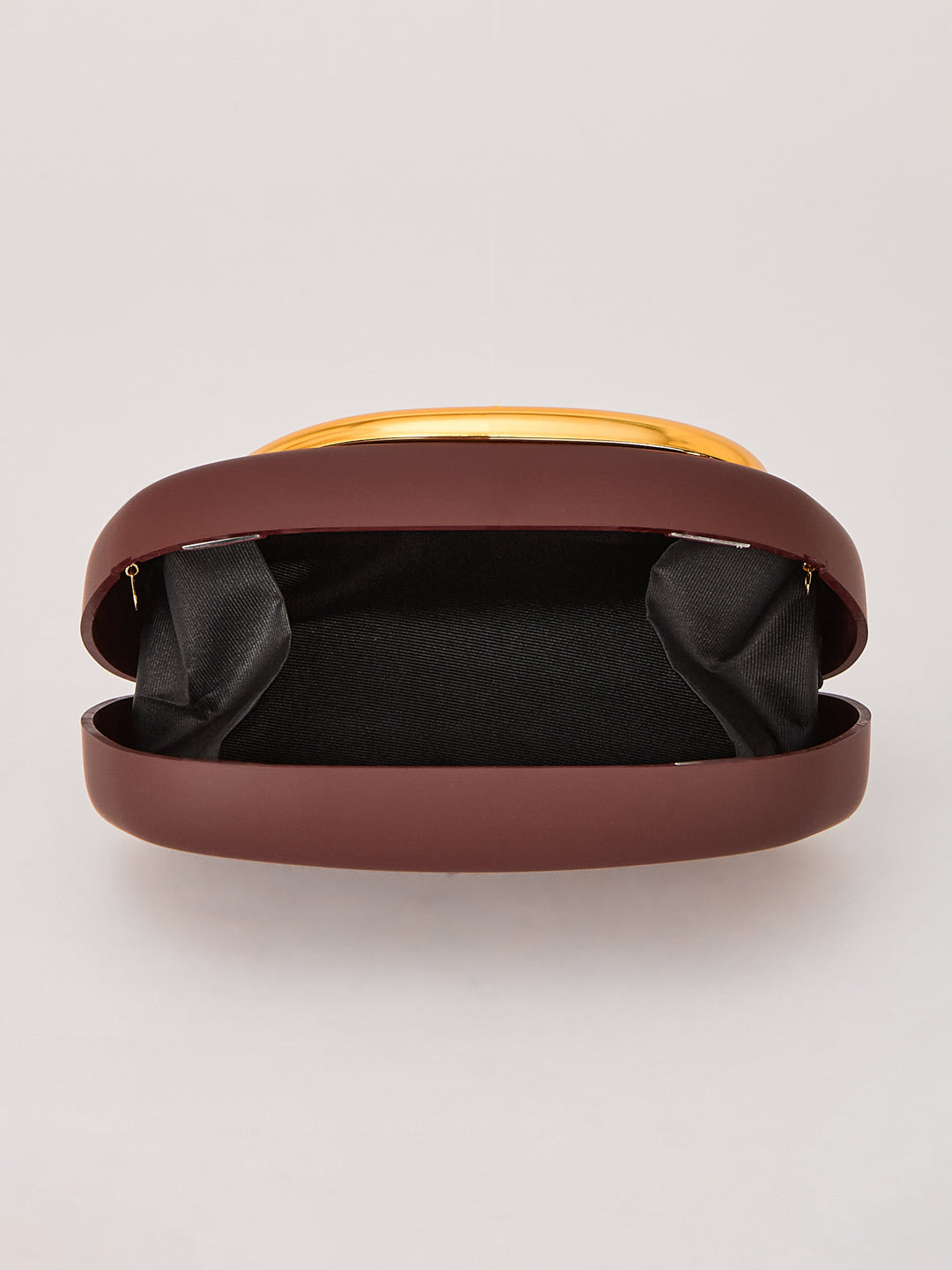 Latin Quarters Women's Coffee Brown Statement Curved Clutch with Chain Strap