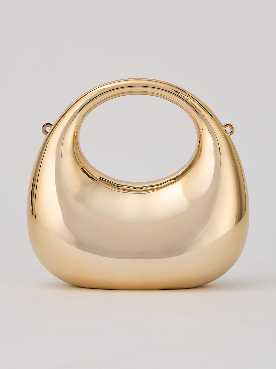 Latin Quarters Women's Metallic Golden Sculptural Cutout Clutch with Top Handle & Chain Strap