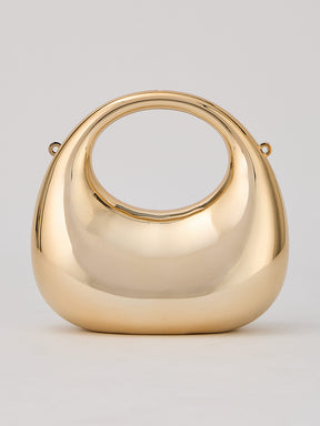 Latin Quarters Women's Metallic Golden Sculptural Cutout Clutch with Top Handle & Chain Strap