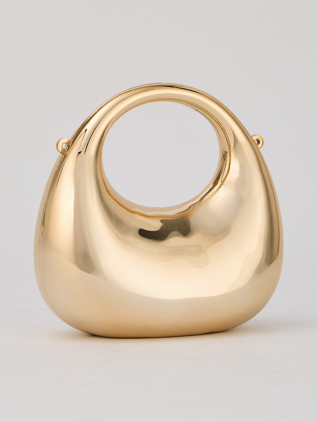 Latin Quarters Women's Metallic Golden Sculptural Cutout Clutch with Top Handle & Chain Strap