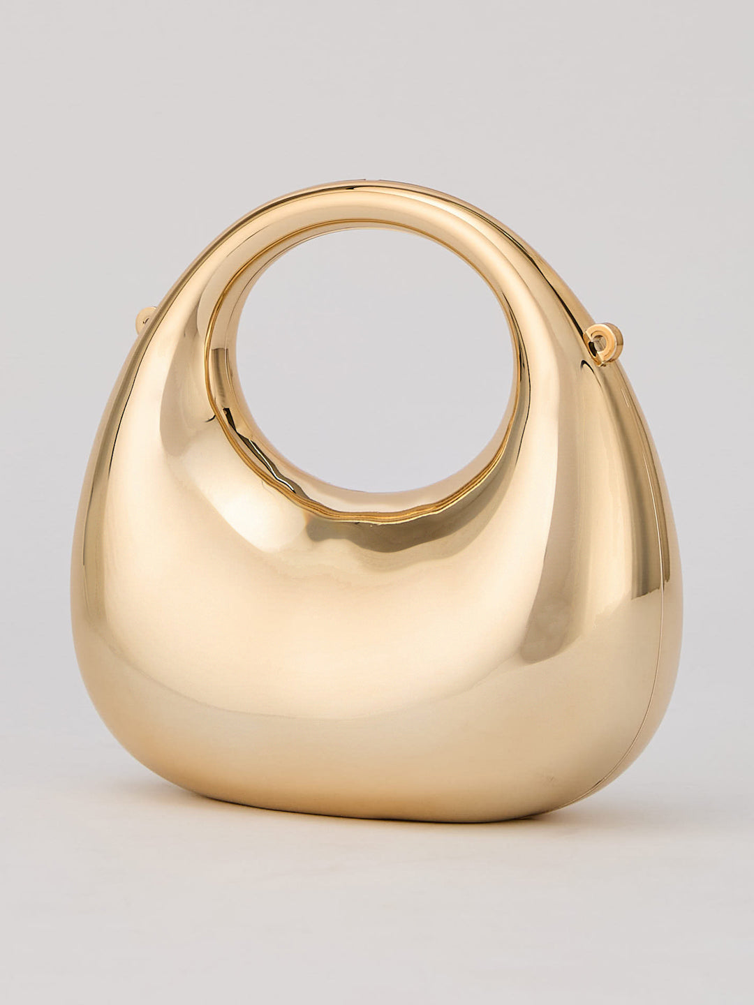 Latin Quarters Women's Metallic Golden Sculptural Cutout Clutch with Top Handle & Chain Strap