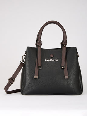 Latin Quarters Women's Black Two-Tone Satchel Bag with Adjustable Strap