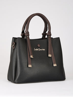 Latin Quarters Women's Black Two-Tone Satchel Bag with Adjustable Strap