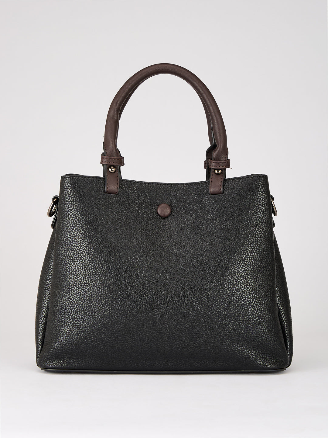 Latin Quarters Women's Black Two-Tone Satchel Bag with Adjustable Strap