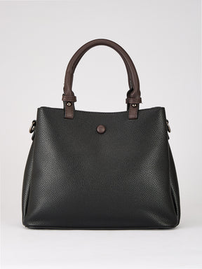 Latin Quarters Women's Black Two-Tone Satchel Bag with Adjustable Strap