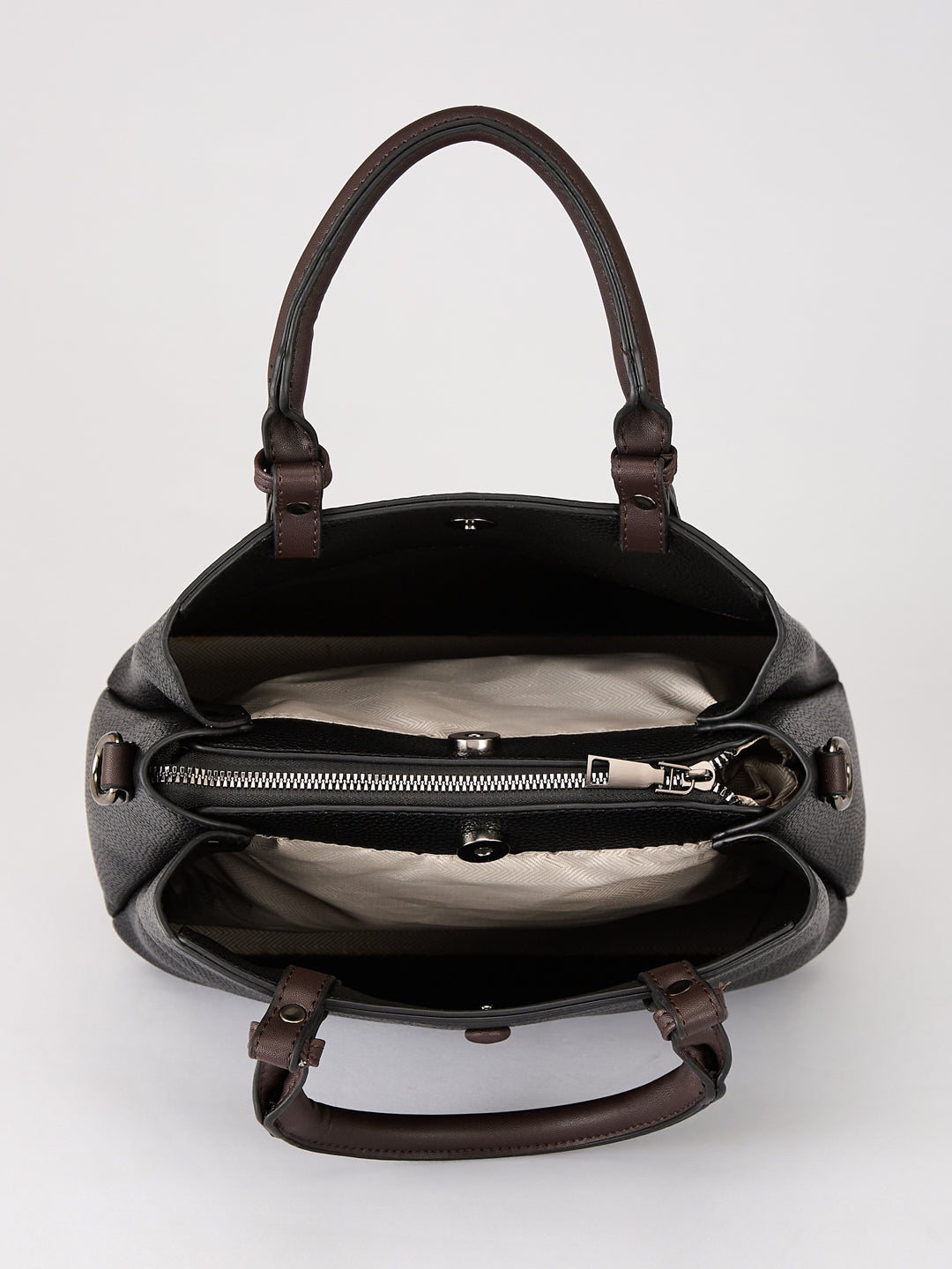 Latin Quarters Women's Black Two-Tone Satchel Bag with Adjustable Strap