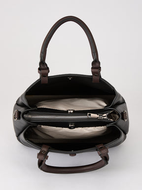 Latin Quarters Women's Black Two-Tone Satchel Bag with Adjustable Strap