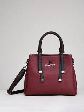 Latin Quarters Women's Maroon Satchel Bag with Dual-Tone Top Handles