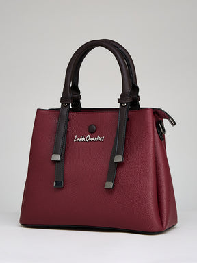 Latin Quarters Women's Maroon Satchel Bag with Dual-Tone Top Handles
