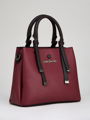 Latin Quarters Women's Maroon Satchel Bag with Dual-Tone Top Handles