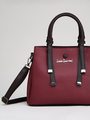 Latin Quarters Women's Maroon Satchel Bag with Dual-Tone Top Handles