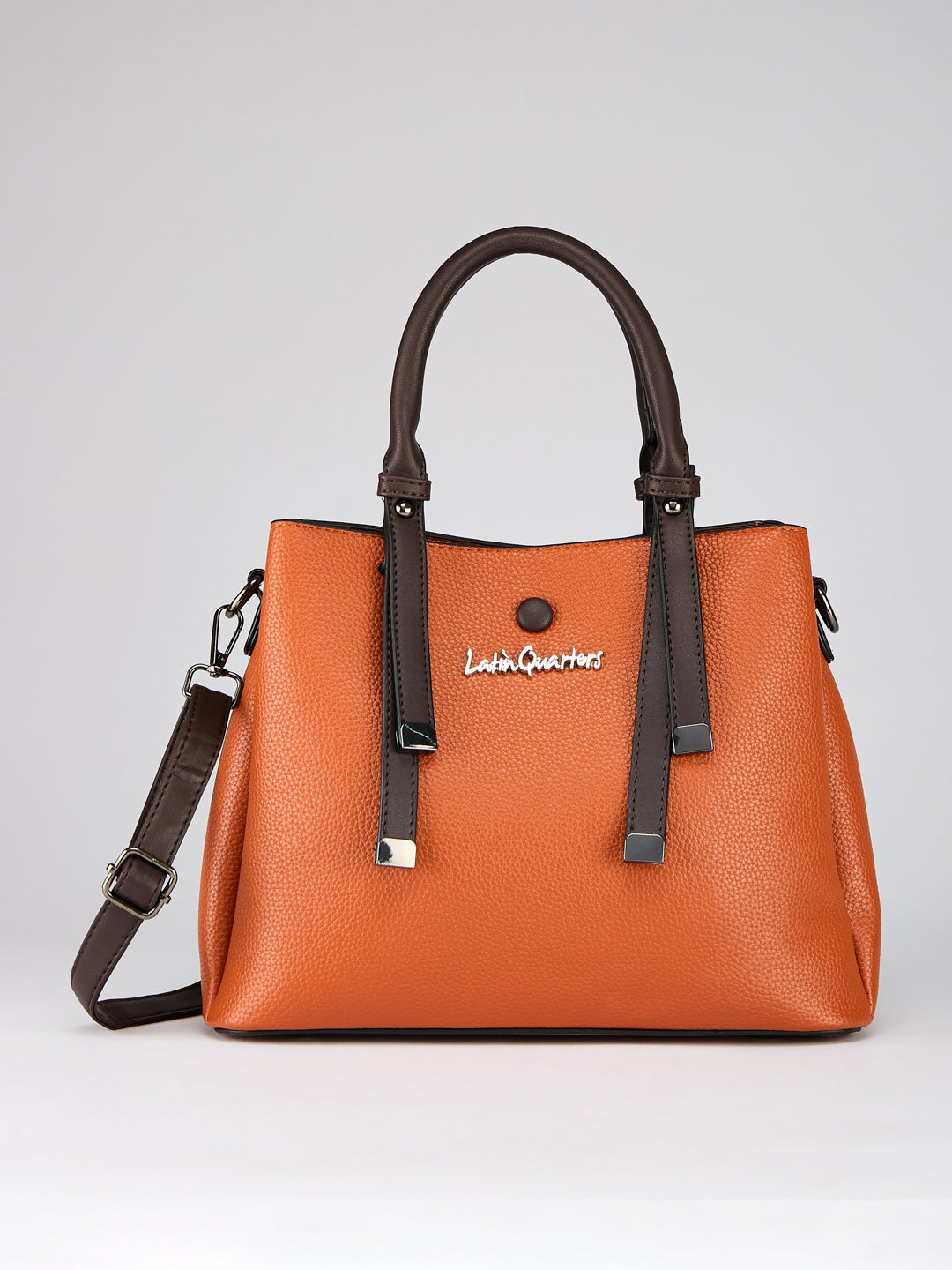 Latin Quarters Women's Tan Two-Tone Satchel Bag with Brown Contrast Trim